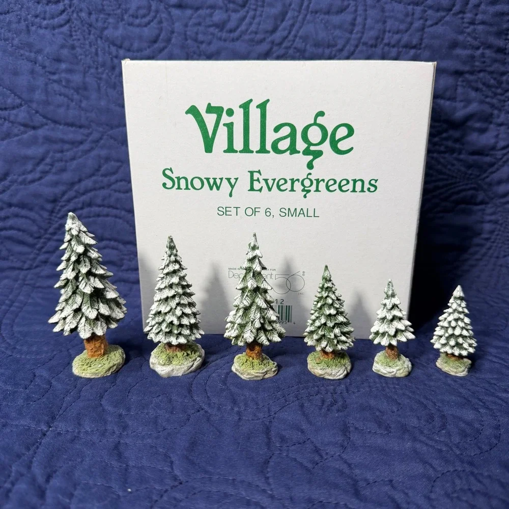 Department 56 Village Snowy Evergreens Set of 6 Small Frosted Christmas Trees